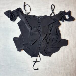 Iris Black Ruffled Off-Shoulder Blouse